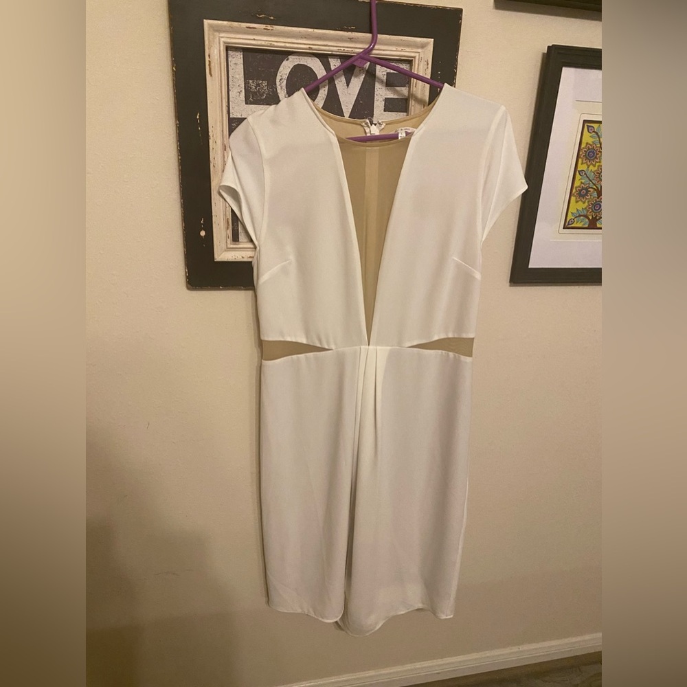 Ali & Jay size large white with nude cut out dress